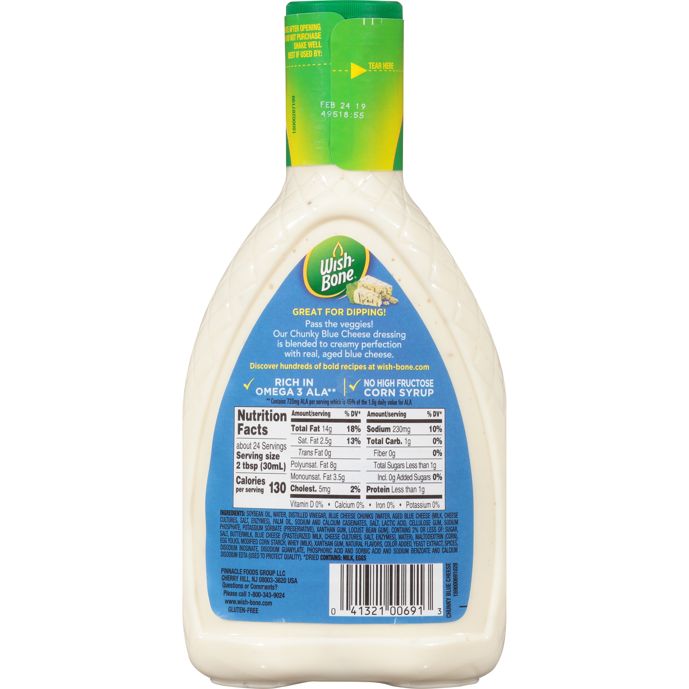 Wishbone Chunky Blue Cheese Dressing Plastic Bottle: Nutrition & Ingredients  | GreenChoice