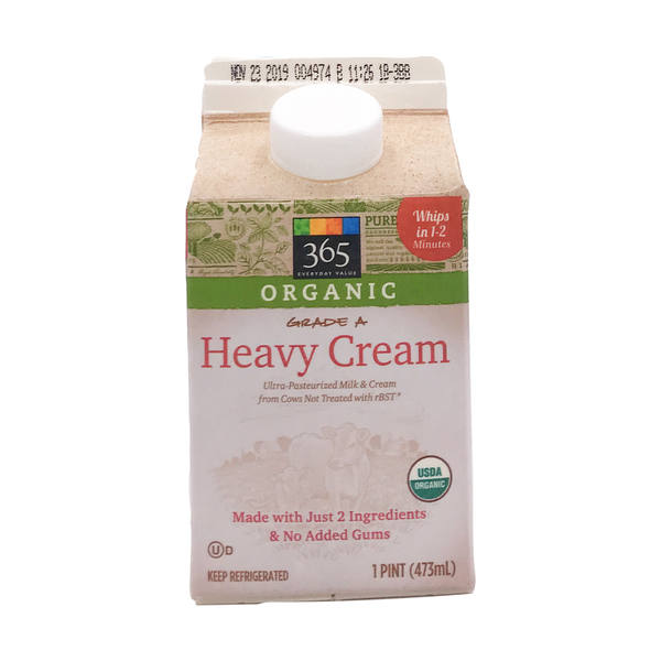 365 Everyday Value Organic Heavy Whipping Cream Nutrition