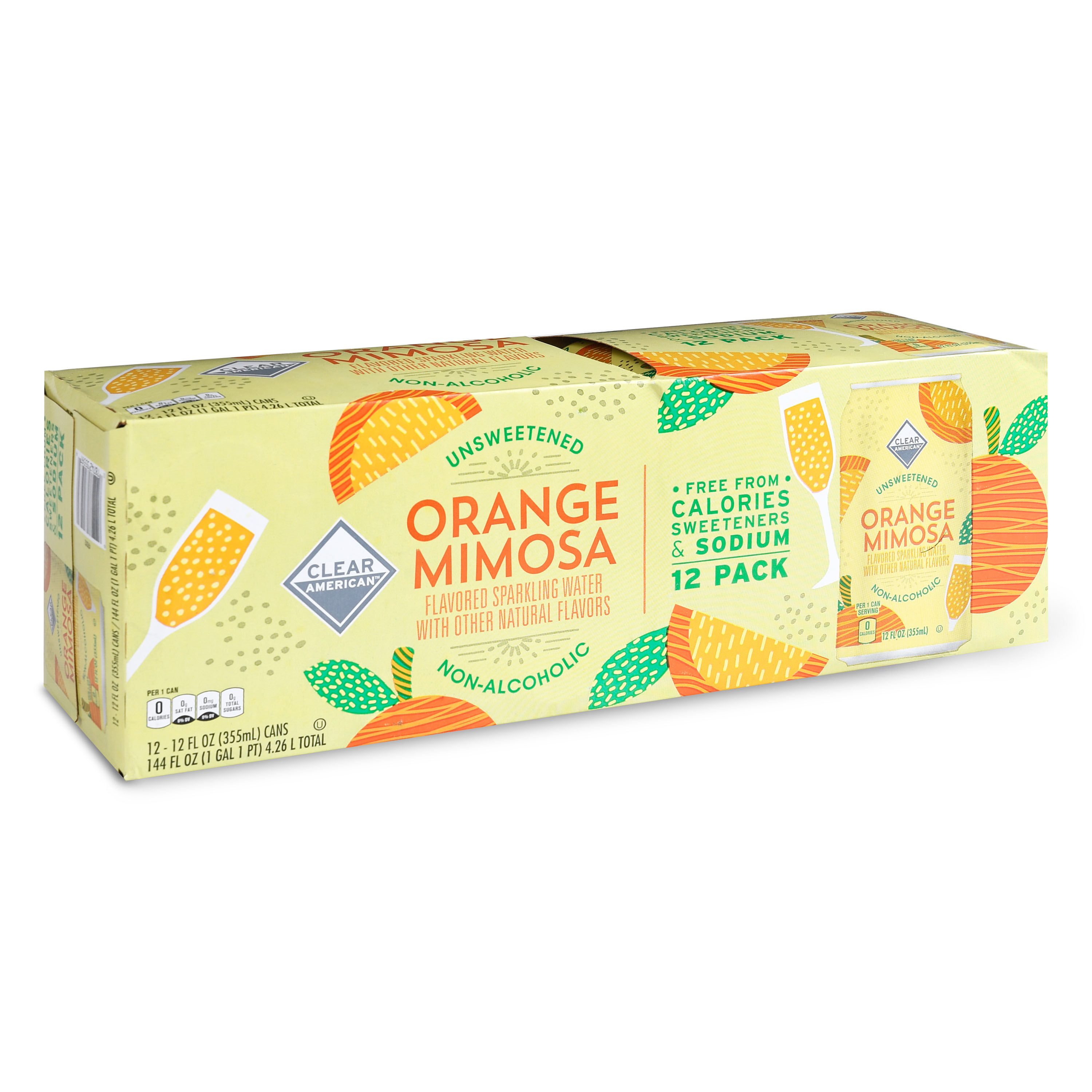 Clear American Orange Mimosa Unsweetened Sparkling Water Nutrition