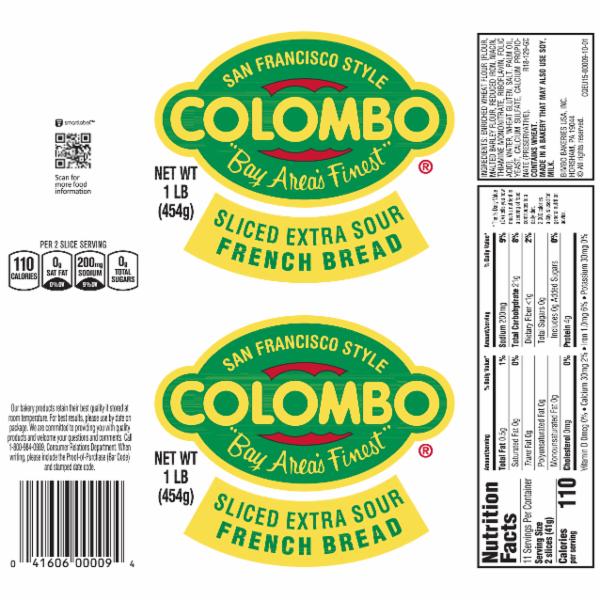 Colombo Bread Colombo Sliced Extra Sour French Bread: Nutrition & Ingredients ...