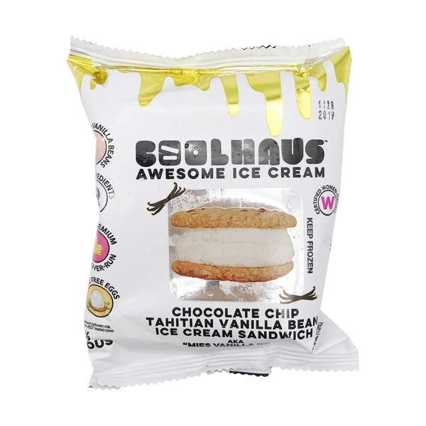 Coolhaus Chocolate Chip Tahitian Vanilla Bean Ice Cream Sandwich 