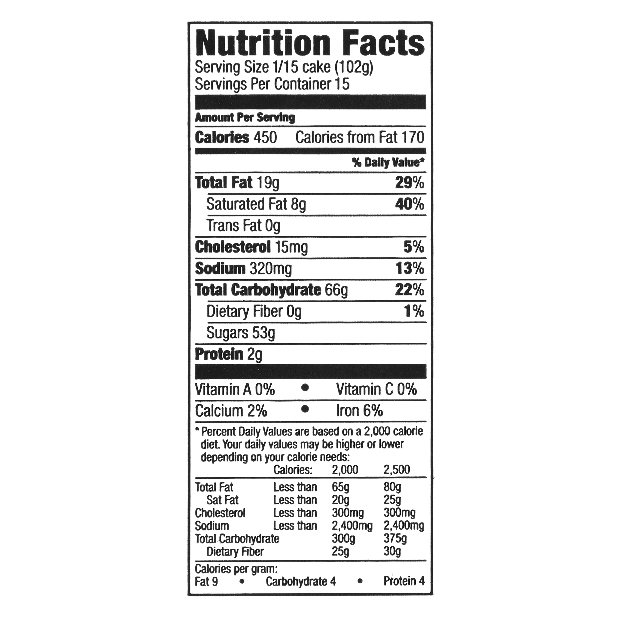 Freshness Guaranteed 14 Sheet Iced White Cake: Nutrition & Ingredients ...