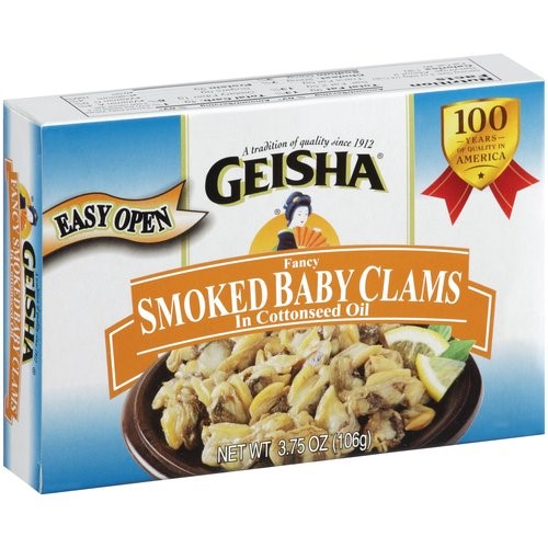 Buy Geisha Canned Smoked Baby Clams In Cottonseed Oil it's gluten
