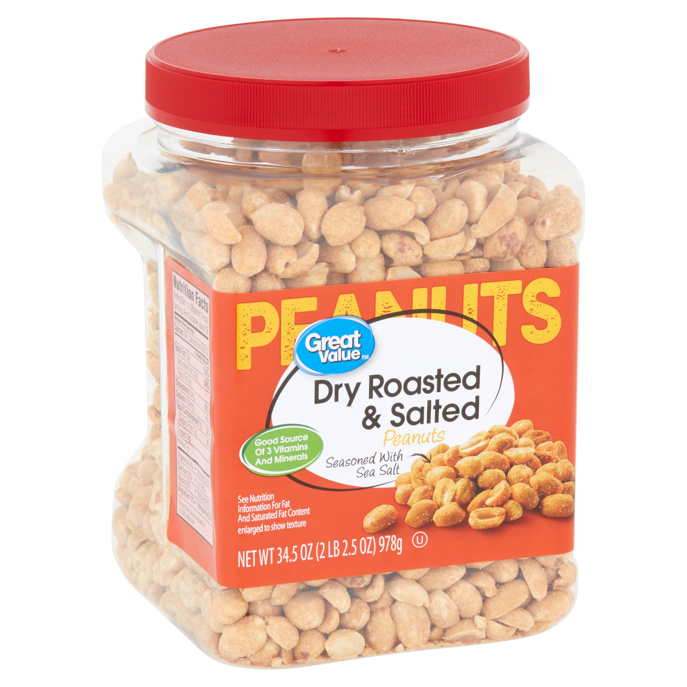 Buy Great Value Dry Roasted Salted With Sea Salt Peanuts - it's ...