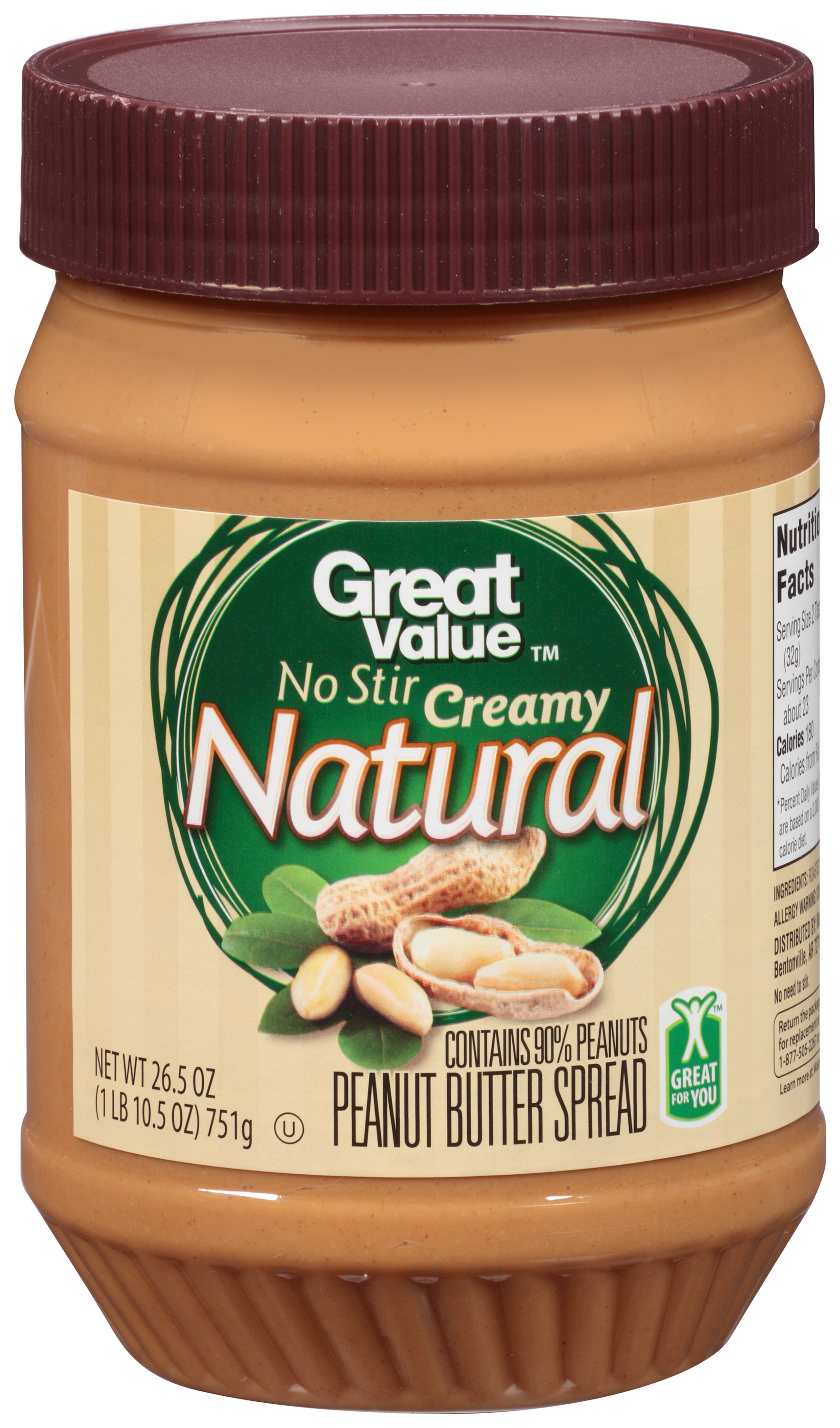 Natural No Stir Creamy Peanut Butter Spread: Nutrition & Ingredients ...