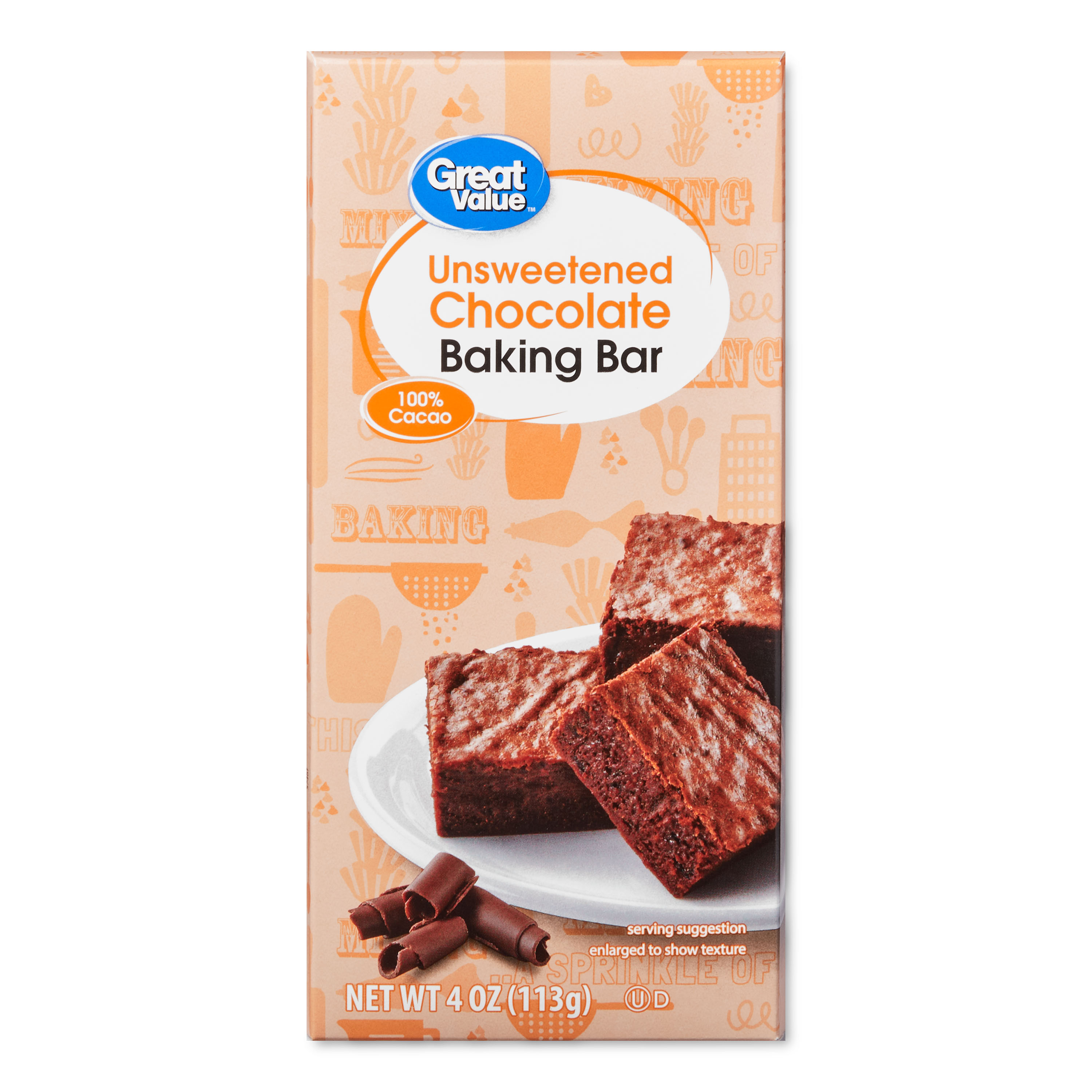 Buy Great Value Unsweetened Chocolate Baking Bar it's vegetarian