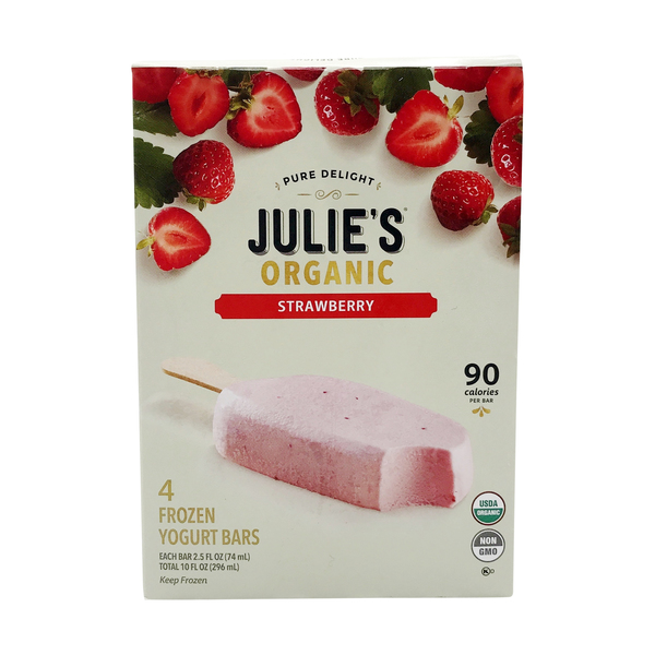 Buy Julies Organic Strawberry Frozen Yogurt Bars it's pescatarian