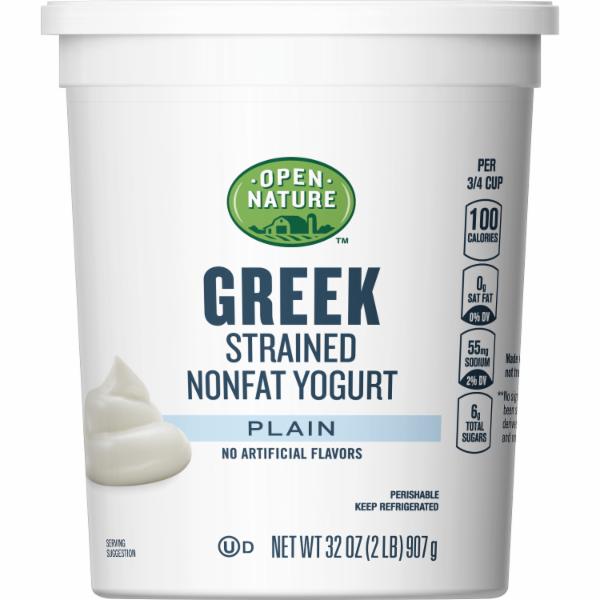 Buy Open Nature Greek Strained Nonfat Yogurt Plain it's pescatarian, gluten free, vegetarian
