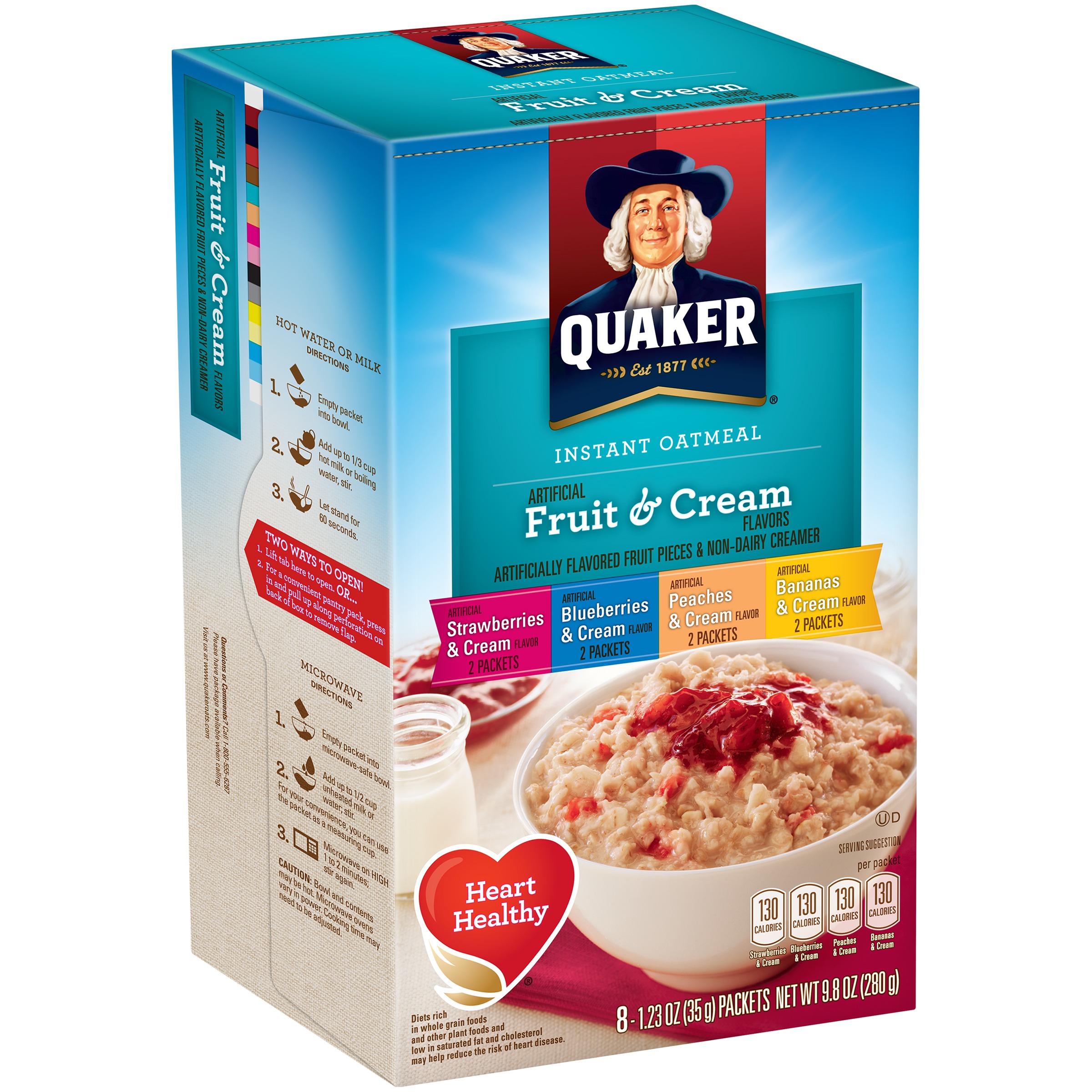 Buy Quaker Instant Oatmeal Fruit & Cream it's vegetarian, pescatarian & keto