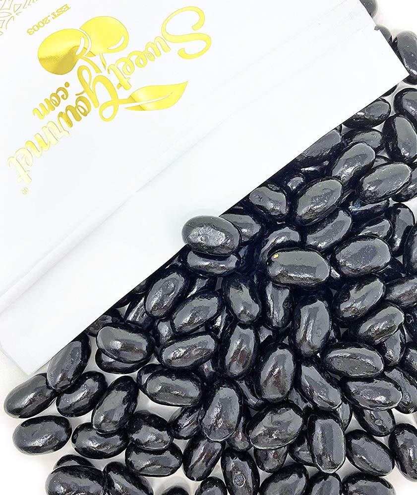 Sweetgourmet Jumbo Black Licorice Jelly Beans Bulk Unwrapped 3 Pounds
